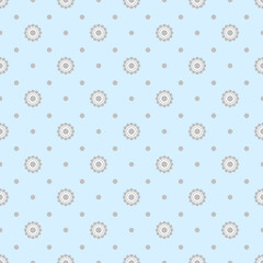 Seamless dotted floral pattern in blue and gray.