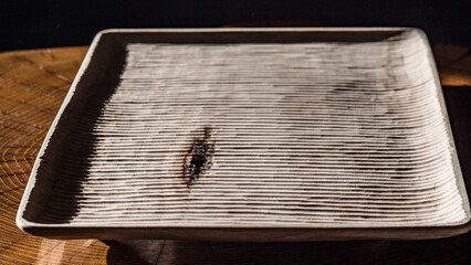 tea tray for the Wagatabon tea ceremony. wood carving