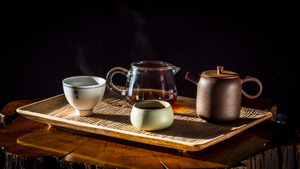 tea tray for the Wagatabon tea ceremony. wood carving