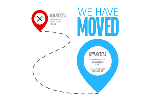 We Have Moved Minimalistic Flyer Template with Address Pins