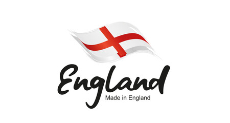 Made in England handwritten flag ribbon typography lettering logo label banner - obrazy, fototapety, plakaty
