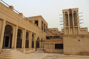 Sheikh Saeed Al Maktoum House museum, Dubai. Traditional building with wind tower.