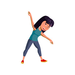 cute asian girl make body exercise cartoon vector. cute asian girl make body exercise character. isolated flat cartoon illustration