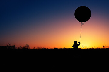 One Child and Sunset