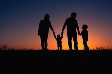 Fototapeta na wymiar Family Sunset Portrait