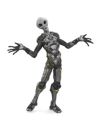 alien grey warrior is with arms wide open