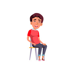 Fototapeta premium smiling girl sitting on chair talking with expression cartoon vector. smiling girl sitting on chair talking with expression character. isolated flat cartoon illustration