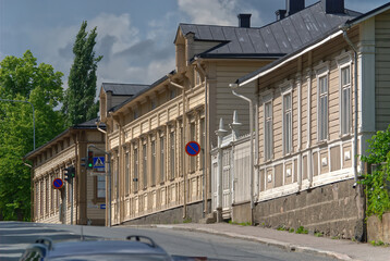 Hämeenlinna old wooden houses in Finland 
