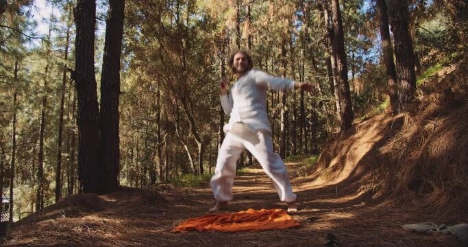 Dancing Guru Moving In Forest