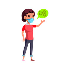 young girl wearing protective facial mask cartoon vector. young girl wearing protective facial mask character. isolated flat cartoon illustration