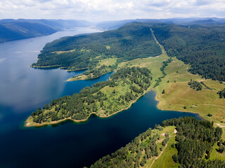 Fototapeta na wymiar Amazing Aerial view of Dospat Reservoir, Bulgaria