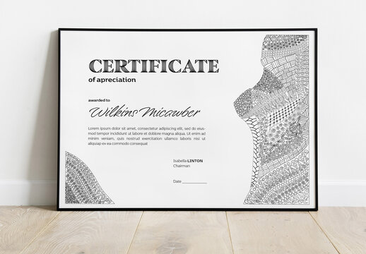 Certificate Layout with Hand Drawn Elements 