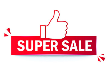 super sale flag with thumbs up.