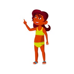 happy indian girl showing on water attraction cartoon vector. happy indian girl showing on water attraction character. isolated flat cartoon illustration