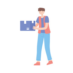 boy with cardboard box