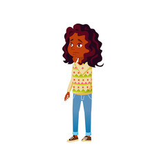 african girl choosing ice cream in park cartoon vector. african girl choosing ice cream in park character. isolated flat cartoon illustration