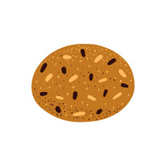 Oatmeal cookies with chocolate chips and raisins. Vector illustration