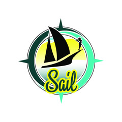 Illustration Vector graphic of compass and ship design