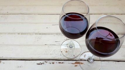 Red wine glasses