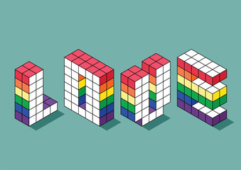 Fototapeta premium LGBTQ community pride month poster design template background with isometric cube