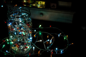 Glass jar with fairy lights