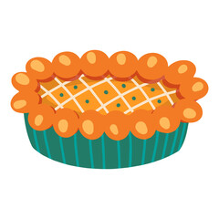 Pumpkin pie. Traditional American homemade pumpkin pie. Vector illustration