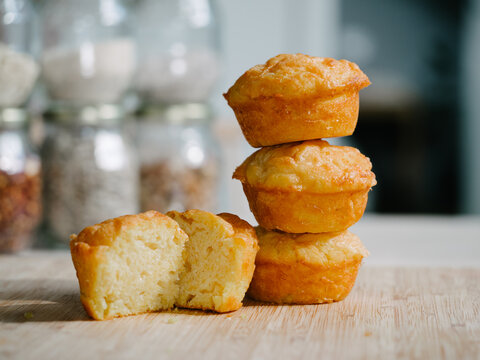 Mini muffins stacked on top of each other