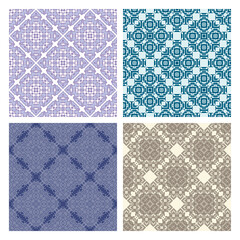 Set of abstract geometric seamless patterns. Vector illustration.