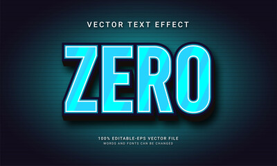 Zero editable text effect with blue color theme