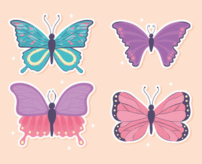 set of cartoon butterfly