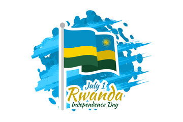 July 1, Independence Day of Rwanda vector illustration. Suitable for greeting card, poster and banner.