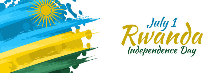 July 1, Independence Day of Rwanda vector illustration. Suitable for greeting card, poster and banner.