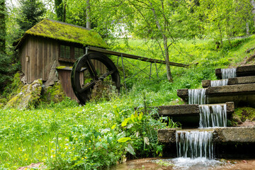Old water mill in the spa gardens of Bad Wildbad / Black Forest