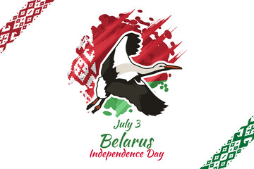 July 3, Belarus Independence day  vector illustration. Suitable for greeting card, poster and banner