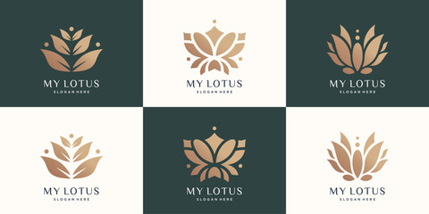 Fototapeta na wymiar luxury Lotus logo set. Creative abstract logo lotus, flower, nature. Premium Vector