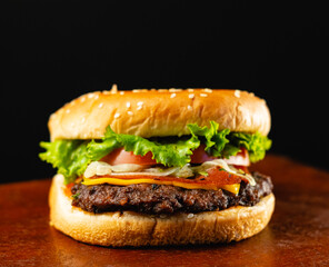 Homemade bread burger with organic ingredients