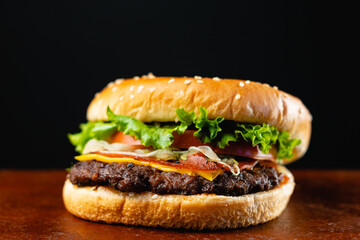 Homemade burger with organic vegetables