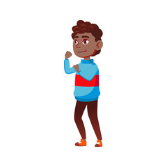 youth boy kid showing power cartoon vector. youth boy kid showing power character. isolated flat cartoon illustration