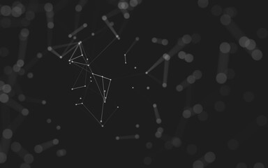 Abstract background. Molecules technology with polygonal shapes, connecting dots and lines. Connection structure. Big data visualization.