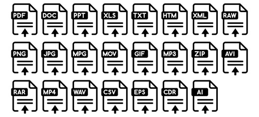 File formats icon set.
