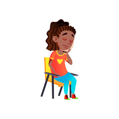 sad african girl with toothache cartoon vector. sad african girl with toothache character. isolated flat cartoon illustration