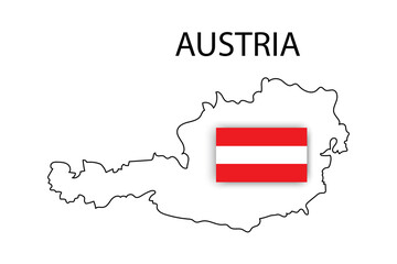 Fototapeta premium Austria transparent map on white background. Silhouette map. National flag of austria. Vector illustration. Stock image.