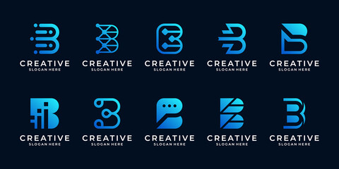 Set of letter B technology logo design template. © suneo_99