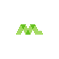 letter ml green mosaic simple geometric logo vector