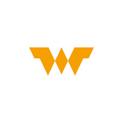 letter w wings simple geometric line logo vector