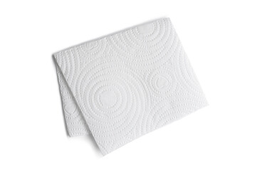 White paper towel isolated on white background.