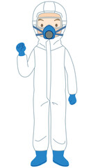 特殊清掃作業員　防護服　マスク