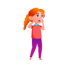 worried cute girl saw forest fire cartoon vector. worried cute girl saw forest fire character. isolated flat cartoon illustration