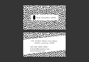 Business Card Editable Layout with Ink Brush Pattern