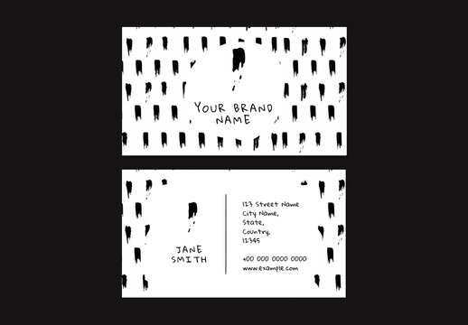 Editable Business Card Layout with Ink Brush Design